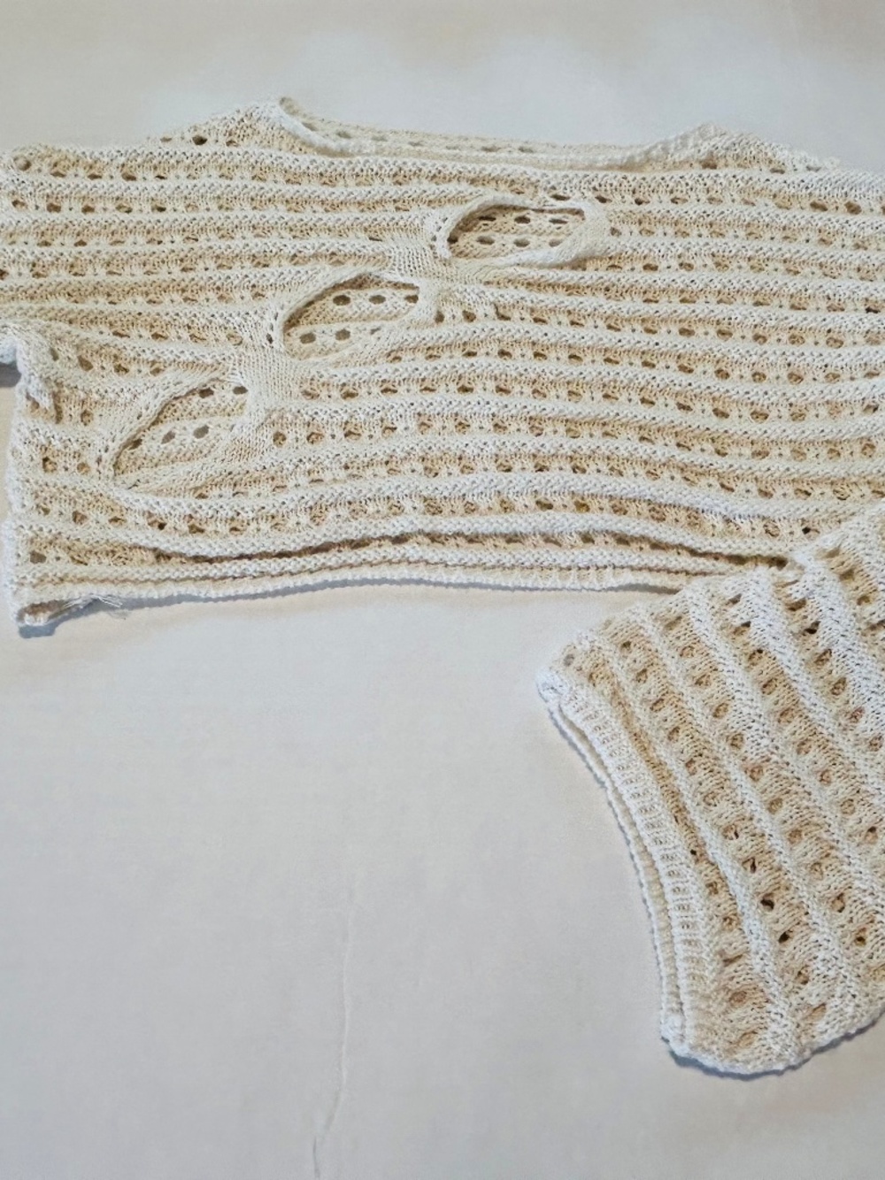 Women'sCrochet Knit Crop Sweater, Lightweight Boho Summer Sweater